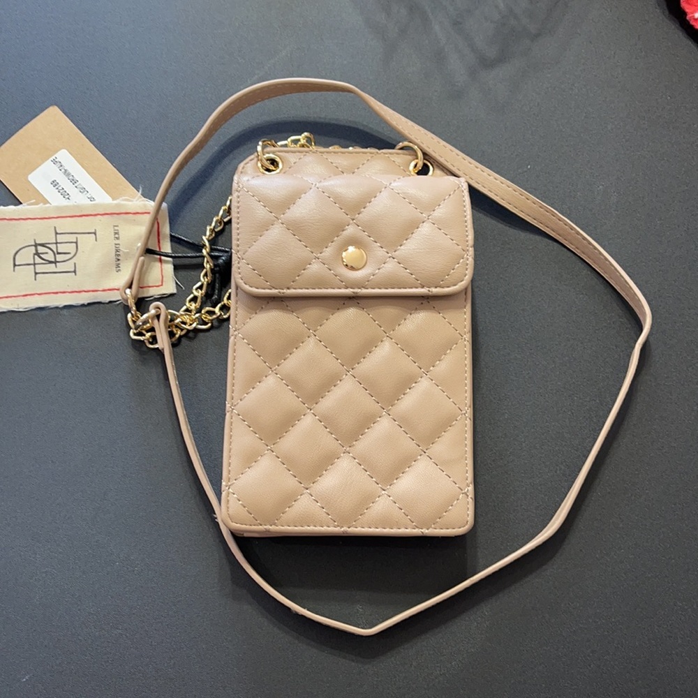 LIKE DREAMS PHONE WALLET CROSSBODY TAUPE NEW